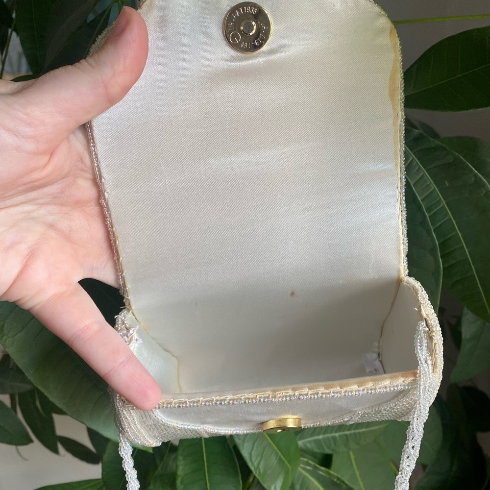 Vintage Small White Beaded Women's Bag - Picture 8 of 11